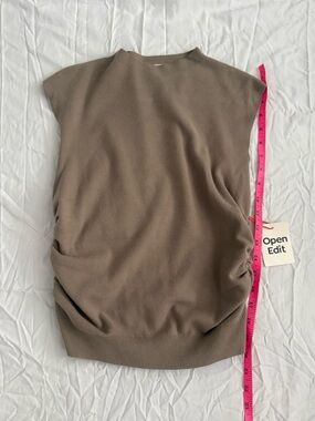 Open Edit Draped Knit Top Taupe Size Medium NWT